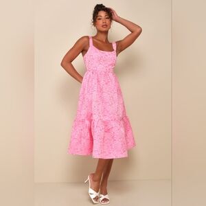 NWT Lulu's pink floral brocade corset back